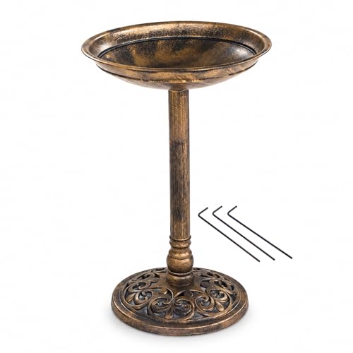 Oypla Traditional Ornamental Pedestal Garden Water Bird Bath (Bronze)