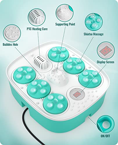 Niksa Collapsible Foot Spa Bath Massager With Heat, Bubbles,6 Motorized Shiatsu Massage &Temperature Control Pedicure Foot Spa Tub With Mini Acupressure Massage Points For Feet Stress Relief #TOP4