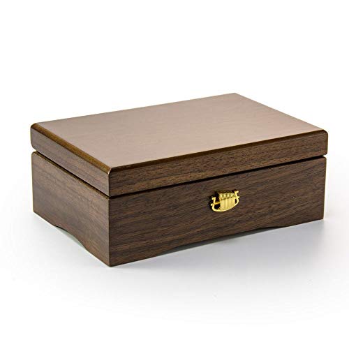 Modern 30 Note Natural Dark Walnut Minimal Musical Jewelry Box - All I Ask Of You #TOP26