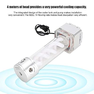 Bewinner1 PC Pump Reservoir Combo, Water Cooling Pump with 4 Meters Head Computer Accessories Support PWM Speed Control for Water Cooling Systems 800L / H Flowing Rate(Silver)