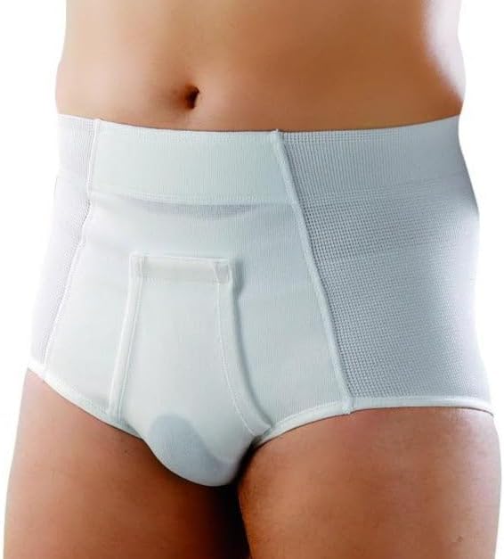 Faja slip para hernia inguinal con abertura frontal y corte alto, talla 8 (106-110 cm) color blanco
