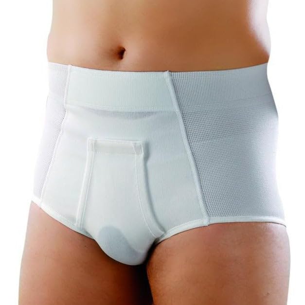 Slip hernie inguinale homme blanc bandage herniaire sport coupe haute taille 8 106-110cm