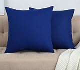 TangDepot Cotton Solid Throw Pillow Covers, 12" x 12" , Royal Blue