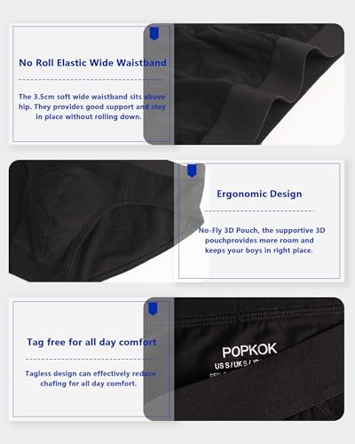 POPKOK Mens Underwear Tag-Free Cotton Stretch Briefs With Pouch 3 Pack4