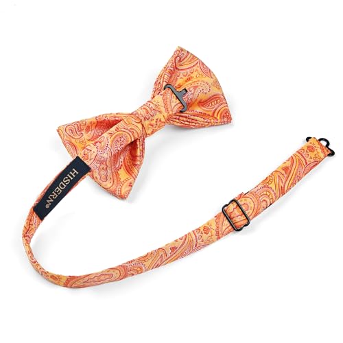 Image of HISDERN Bow Ties for Men Paisley Floral Pre-tied Bowtie Pocket Square Set Men's Formal Bow Ties Wedding Party