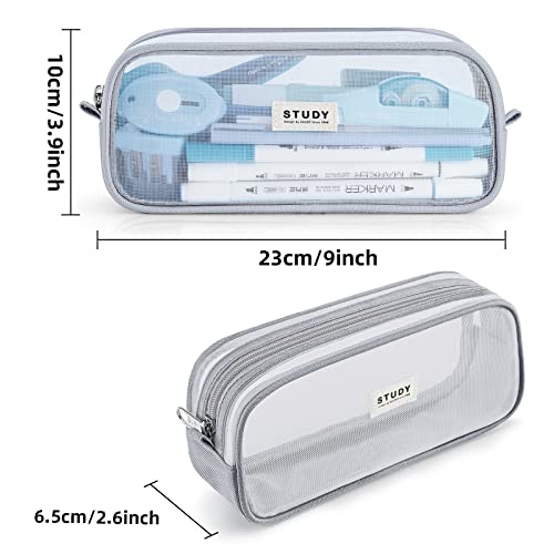 Image of Fancy Forest Clear Mesh Pencil Case, Large Capacity Pen Case for School Exam & Students