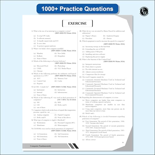 Image of PW Computer Awareness (Theory and 2000+ PYQs & Practice Ques) For Banking, RRB PO, RRB Assistant, RBI Assistant, SSC CGL Tier 2, CHSL Tier 2, Railway, Delhi Police Exams 2025-2026 [Paperback] PW