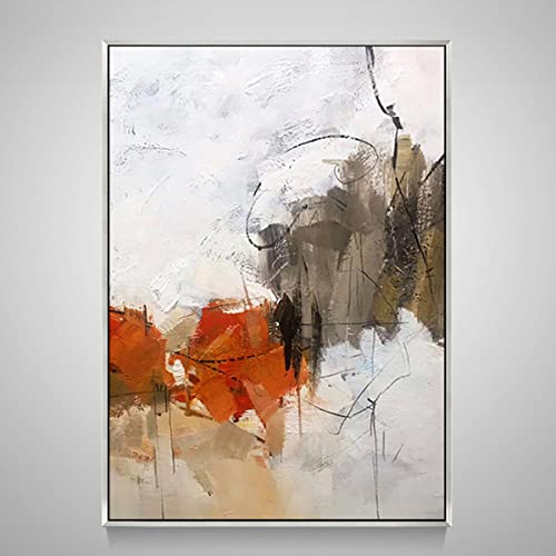 Peinture à l'huile pour grand mur vide avec texture abstraite moderne jaune lumineuse