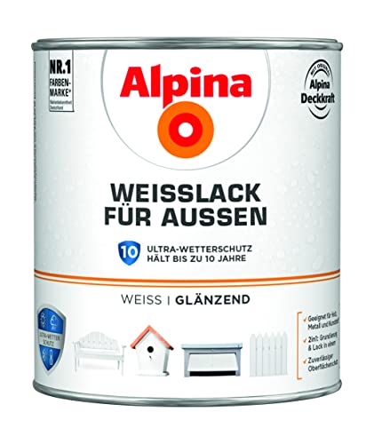 Preisvergleich Produktbild Alpina Weißlack für Außen 2 Liter glänzend