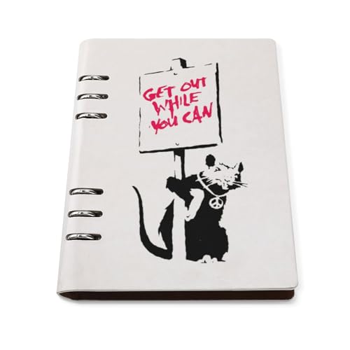 ノート Banksy バンクシー ネズミ メモ帳 バインダーノート A5 6穴 90枚 てちょう ハードカバー メモ ンダー A5サイズ 横罫線 ??本 文房具 オフィス用品 ルーズリーフ 学生 キャンパス おしゃれ プレゼント 贈り物