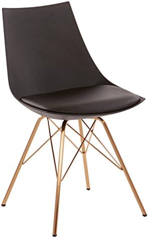 OSP Home Furnishings Oakley Mid-Century Modern Bucket Dining Chair with Faux Leather Padded Seat, Black - Thumbnail 2