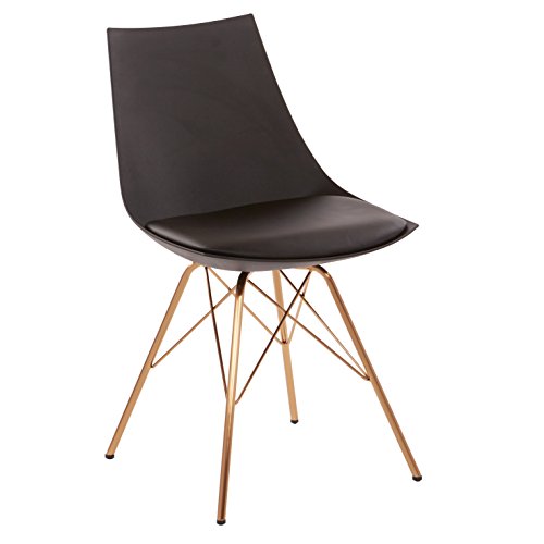 OSP Home Furnishings Oakley Mid-Century Modern Bucket Dining Chair with Faux Leather Padded Seat, Black by OSP Home Furnishings - Used condition - US$106.24