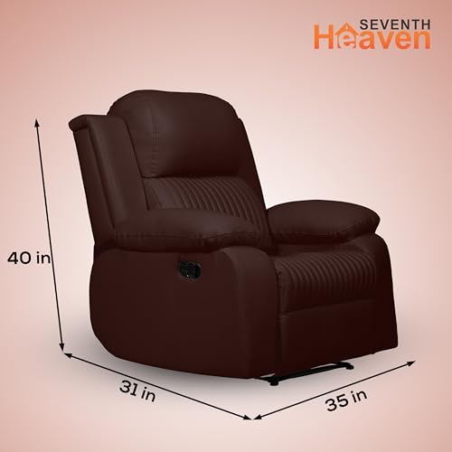 Image of Seventh Heaven Miami 1 Seater Recliner | Single Sofa Chair for Living Room Comfort | Ergonomic Design (Leatherette - Brown)