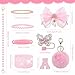 Letter Stickers Bling Accessories Set for Stanley 40/30/20 oz Tumbler: Bow Straw Topper, Charms, Butterfly Cap, Pearl Strap, Silicone Boot, Accessories for Stanley Quencher H2.0 (S, Pink Peony)