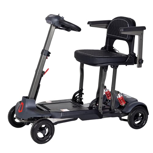 Genie Auto Folding Lightweight e-Mobility Device – 17.5kg – Remote Folding – 4mph – 9-Mile Range – Compact Travel e-Mobility Device – Car Boot & Airline-Friendly (Orange)