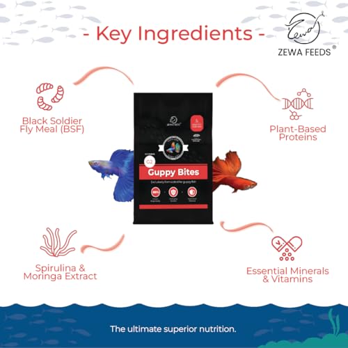 Image of Guppy Bites 1KG | High Protein Fish Food for Guppy & Small Fish | Micro Pellets 0.3-0.6 mm | 88% Digestibility | Rapid Growth & Vibrant Color