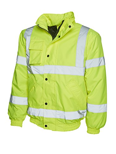 Veste bomber haute visibilité jaune M Uneek Clothing blouson de signalisation