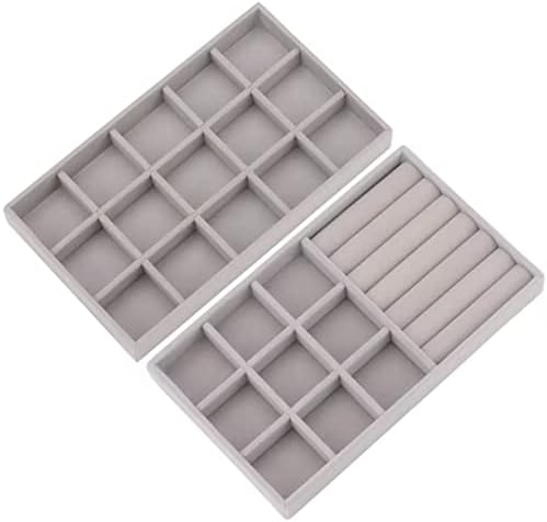 Demarsen Jewelry Trays Organizer, 2PCS Velvet Stackable Jewellery Organiser Storage Trays, Jewellery Storage Drawer, Jewelry Display Trays for Bracelets,Necklaces,Earrings, Rings,Watches