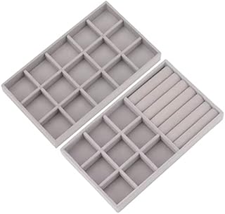 Demarsen Jewelry Trays Organizer, 2PCS Velvet Stackable Jewellery Organiser Storage Trays, Jewellery Storage Drawer, Jewelry Display Trays for Bracelets,Necklaces,Earrings, Rings,Watches