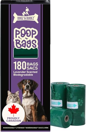 Image of Dogz & Dudez, Poop Bag for Dogs Lavender Scented 180 Bag Counts - Leakproof, Easy Tie, Fresh Lavender Scent - 12 Rolls x 15 Bags - 4 Months Pack