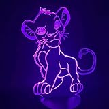 Interrupteur Tactile 3D Led Night Light, Pour Le Roi Lion Led Night Light Enfants Cadeau Lumière Pour Enfants Chambre 7/16 Couleurs Changement Veilleuse Belle Animal 3D Lampe Visual Led