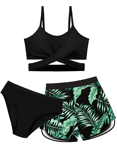 Dearnow Mädchen Badeanzug 3-teilig Badeanzug Criss Cross Bikini Set...