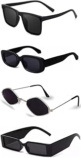 Sheomy Unisex combo offer pack of 4 shades Unisex Fashion Sunglasses Set, 4 Pairs, Metal Frame, Black and Silver - RK-OGD...