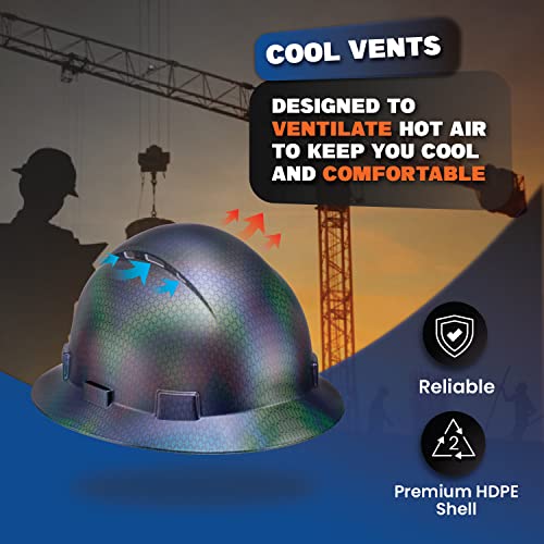Full Brim Vented Osha Construction Hard Hat, Chameleon, Work Approved Safety Helmet, Carbon Fiber Custom Design Hard Hats, Cascos De Construccion Hardhat For Men, Hard Hat By Acerpal #TOP6