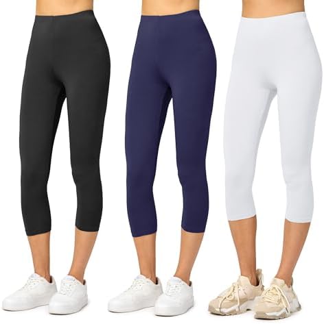 Merry Style Leggings Damen 3/4 Capri Leggings Viskose MS10-144 | 3/4-Länge, mittlere Taille, elastischer Bund, atmungsaktiv, weich, 94 % Viskose, 6 % Elasthan, für Alltag und Freiz