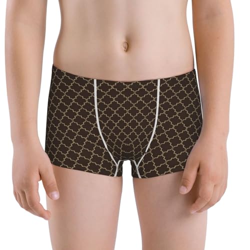 Boys' Cotton Boxer Brief Soft Underwear-Brown Moroccan Trellis