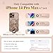 GVIEWIN for iPhone 14 Pro Max Case Compatible with MagSafe [Curly Wave Edge][Full Camera Protection] Floral Translucent Shockproof Magnetic Women Phone Case for 14 Pro Max, Floratopia/Brown