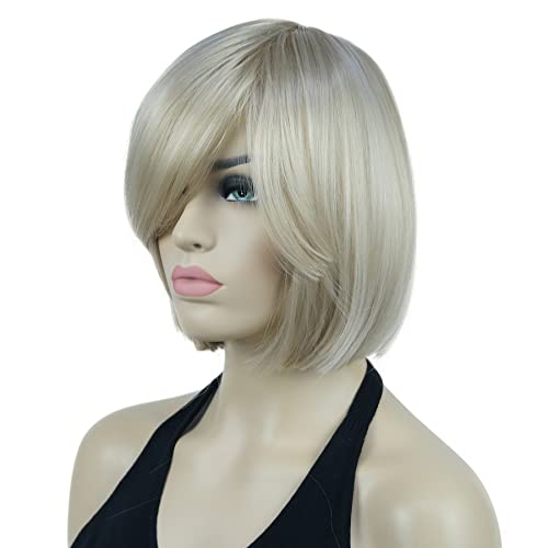 Lydell 8" Straight Short Wigs Bob Hair with Bangs Cute Central Dot Top Heat Resistant Synthetic Wigs (122 Dark Blonde) - Image 3