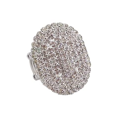 Aoxmas Shiny Full Rhinestone Cocktail Adjustable Stretch Ring Party Ring for Women Free Sizes Cover