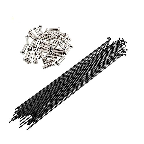 Rayons de vélo noirs 14G en acier lot de 36 pour VTT et route 170-350 mm