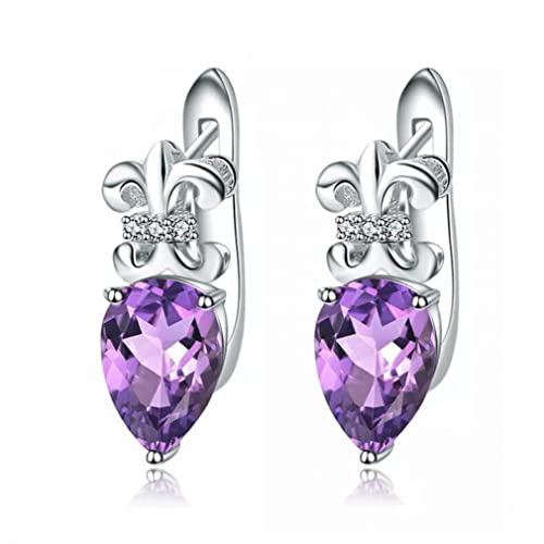 Boucles d'oreilles améthyste naturelle 2.60CT en pierre de naissance éclatante