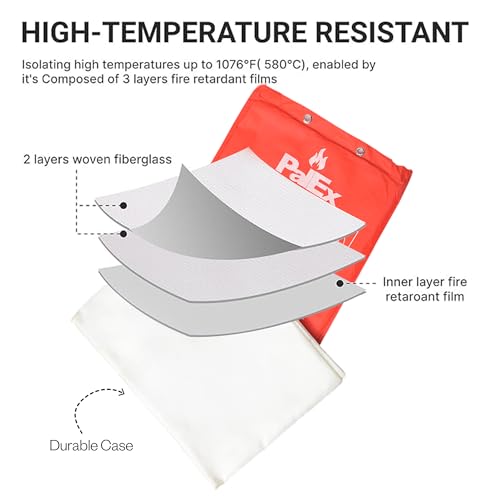 Image of SecureGuard Fire Blanket, Fiberglass Protection Emergency Fire Blanket for Home, Kitchen, Car, School, Office | Flame Retardant Safety Blanket for Fire Rescue (40 L x 40 W Inch, Pack of 10)