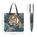 Tropical Tiger Leather Tote Bag Soft Handbag Vintage Shoulder Purses Fashion Top Handle Bag Large Capacity