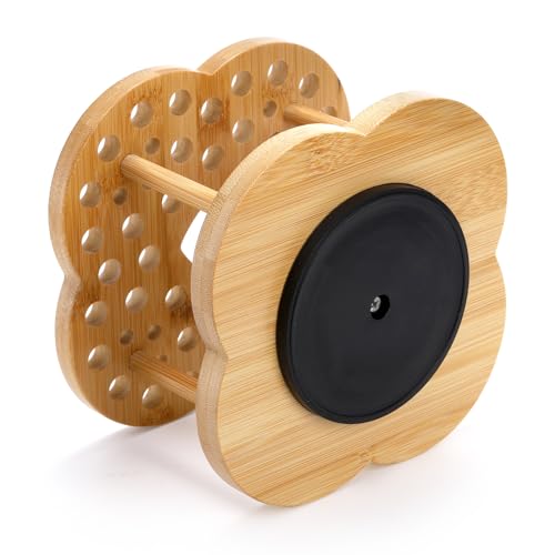 Foraineam FR-PAINTBRUSHHOLDER-2PC 2 Pack Rotating Paint Brush Holder 53 Holes Bamboo Display Drying Stand Artist Paint Brush Organizer Watercolor Brush Stand Rack Paint Brush Storage Art Supply Organizer thumb #4