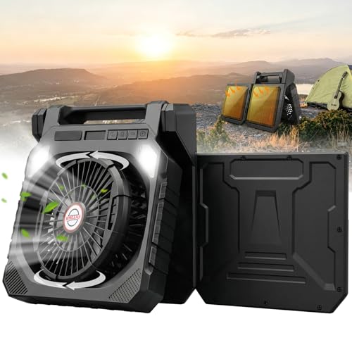 Ventilador solar para camping DUKUSEEK con panel doble para refrescar tus noches al aire libre 2