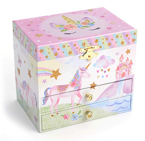 Jewelkeeper - met 2 uittrekbare lades, Glitter regenboog en Sterren eenhoorn ontwerp - de eenhoorn Tune - Image 3