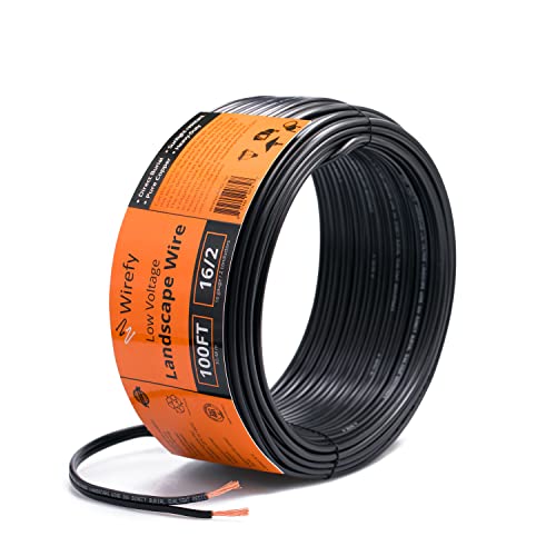 Wirefy 16/2 Low Voltage Landscape Wire 100 ft | Low Voltage Landscape Lighting Wire | Pure Copper...