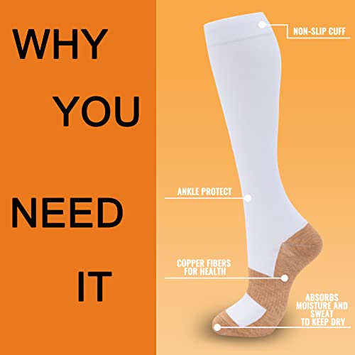 Image of fenglaoda 8 Pairs Compression Socks for Men & Women 20-30 mmHg Knee High Nurse Pregnant Running Medical and Travel Athletic