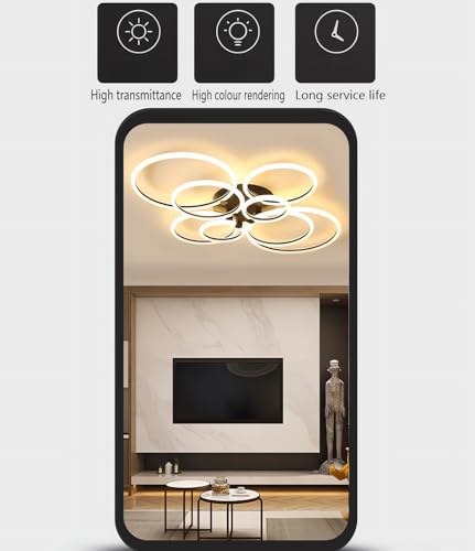 Plafonnier LED salon à intensité réglable par télécommande 5 anneaux - 6