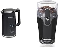 Vista 1 de Hamilton Beach Hervidor de té eléctrico con control de temperatura digital y molinillo de café eléctrico para granos