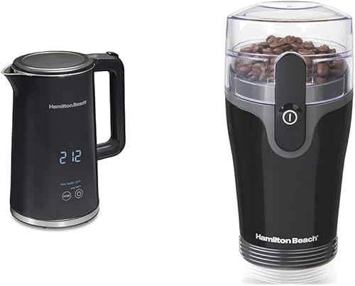 Hamilton Beach Hervidor de té eléctrico con control de temperatura digital y molinillo de café eléctrico para granos
