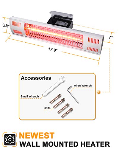 Star Patio Electric Patio Heater, Indoor/Outdoor Heater, Space Heater, Infrared Heater, Wall Mounted, suitable as Gazebo Heater, Balcony Heater, Garage Heater, 1580