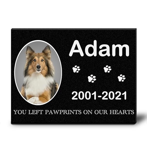 Image of ADFSTONE Pet Memorial Stones Personalized Dog Remembrance Gifts, Customized Dog Picture Grieving Plaque, DIY Gravestone, Custom Sympathy Photo Gift, Animal Grave Markers.