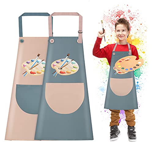 Lot de 2 tabliers de peinture pour enfants - Pour enfants et garçons - Avec poche - Réglable - Pour la peinture, la pâtisserie Cover