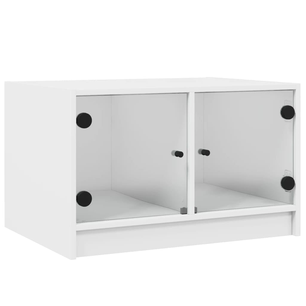 Table basse blanche en bois d'ingénierie avec grand rangement