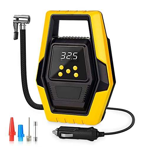 Air Compressor Tire Inflator, Dc 12V Portable Air Compressor Car Tire Pump, Car Tire inflator, Auto Tire Pump with Led Light, Digital Air Pump for Car
